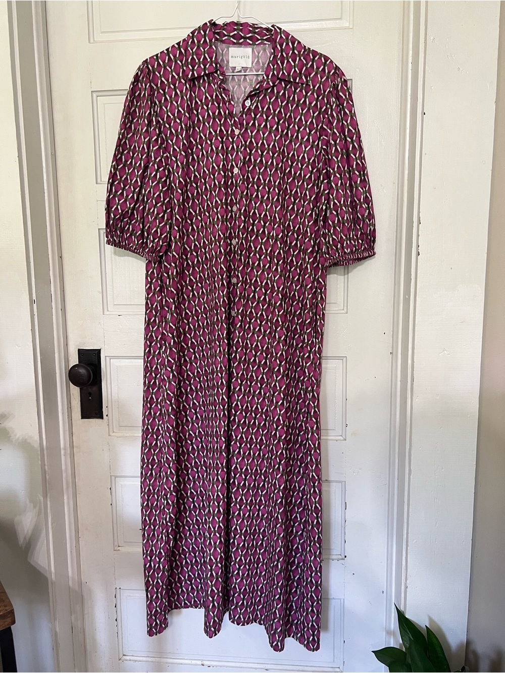 Marigold brand button up cotton shirt midi dress